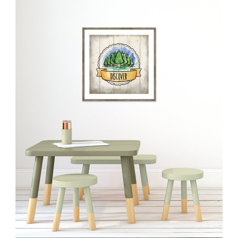 «Adventure is out There», art encadré 3, 26.5" H x 26.5" W x 1.18" D, Encadré de boîte de grange gris