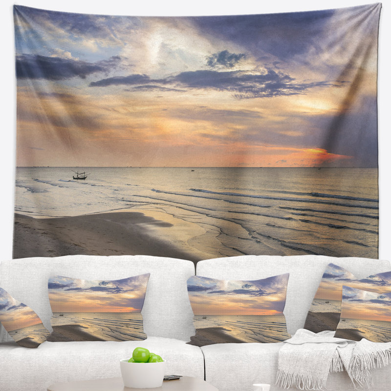 Tapisserie de soleil calme en thaïlande de mer, H 32 po x l 39 po
