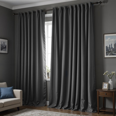Ebern Designs Polyester Blackout Curtains Grommet Thermal Insulated Double Panel (Set of 2)