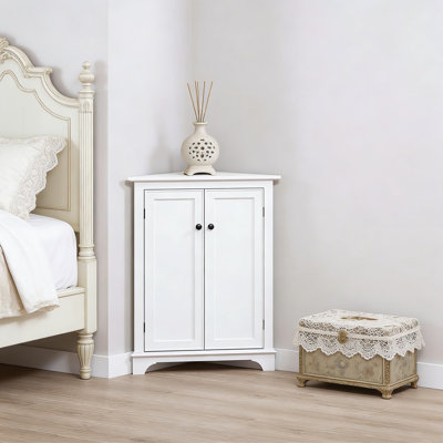 Armoire de coin autoportante avec portes et tablette réglable, armoire de rangement compacte pour la salle de bain, le salon ou le bureau
