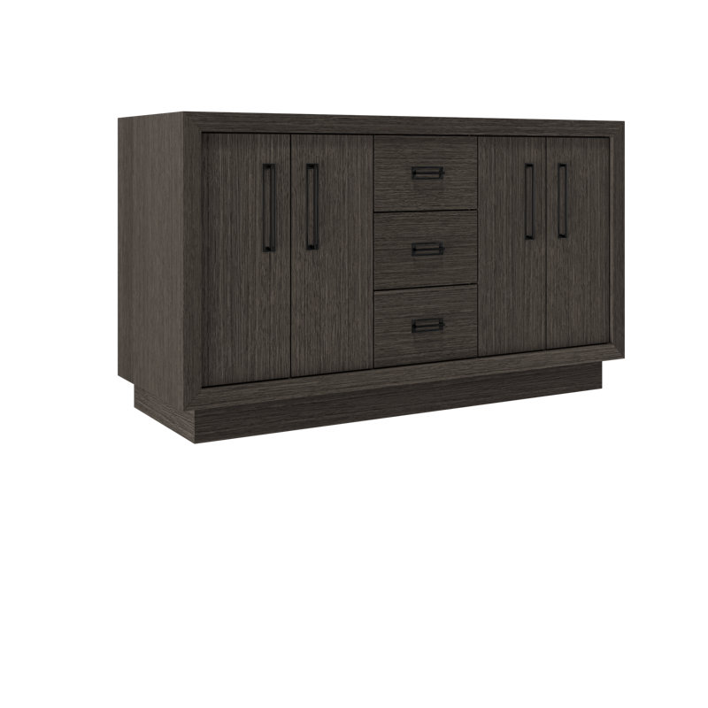 Avalon Double Bath Vanity, 60", Gray Weathered, Matte Black