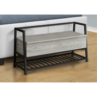 Modern 42" Rectangular Hallway Bench With Grey Laminate And Black Metal For Storage Handles Contemporary Entryway