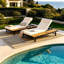 Méridiennes de patio réglables, métal moderne, bois avec rangement pour piscine