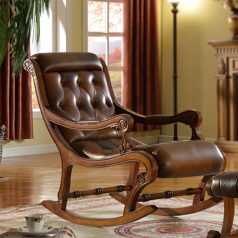 Quality solid oak rocking chair, Brown