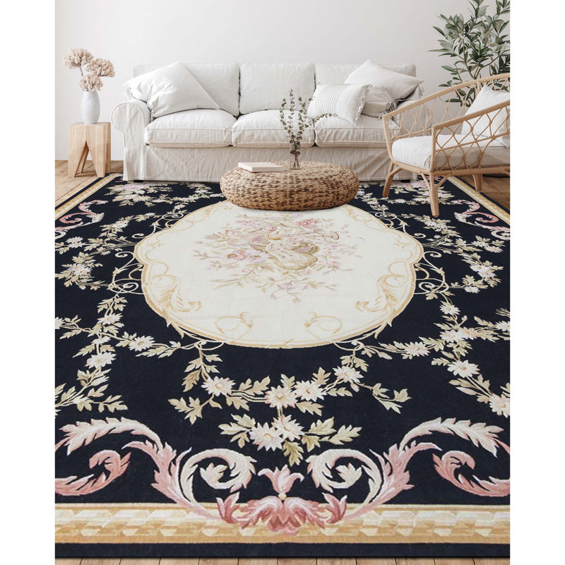 Aubusson Hand Knotted Wool Oriental Area Rug