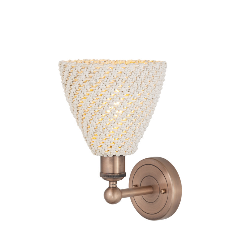 Barberio Steel Armed Sconce, Crème / cuivre antique