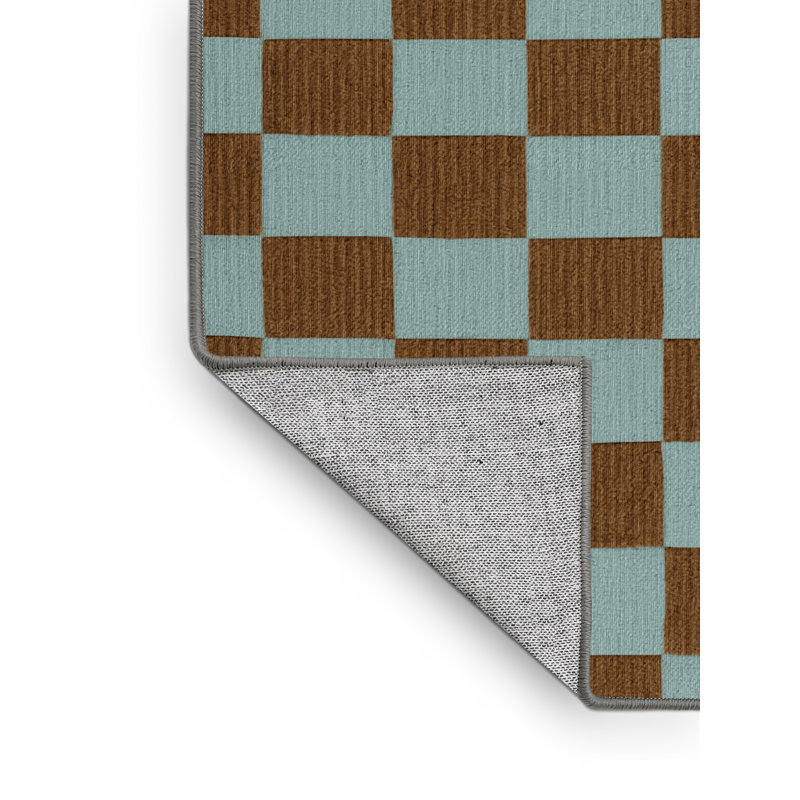 Tapis gris à carreaux lavable à la machine, Rectangle 7 pi x 10 pi