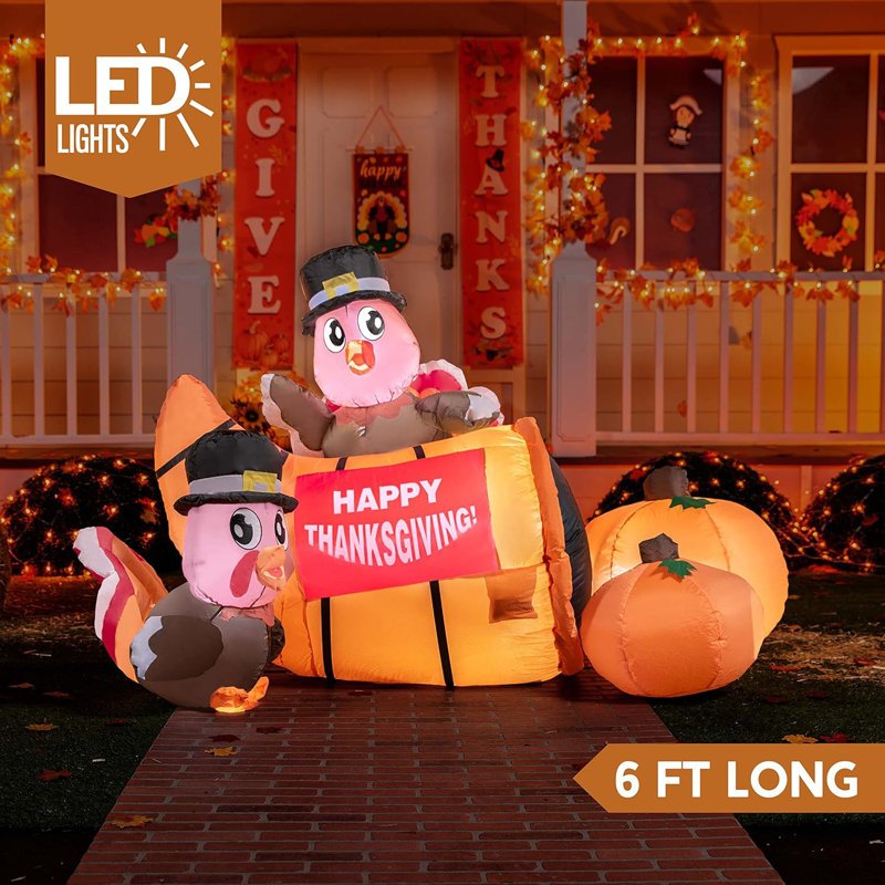 The Holiday Aisle® Thanksgiving Inflatable Decoration Built-in LED 6 FT ...