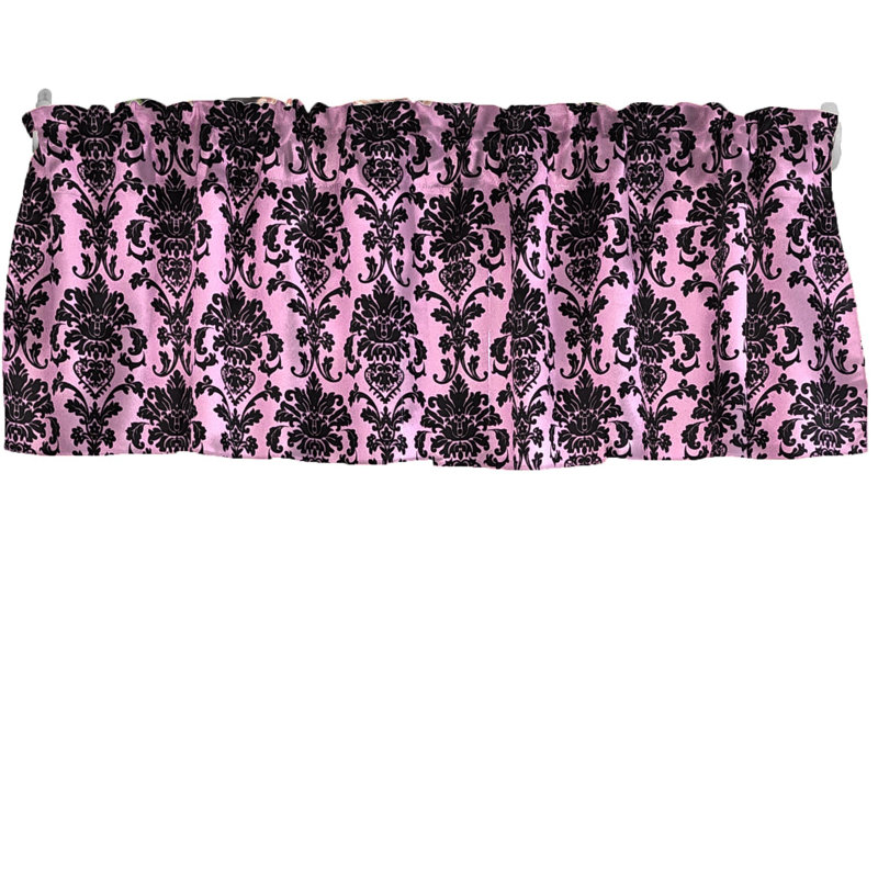 Cantonnière florale en damas 58 po, Rose, L 58 po x L 18 po