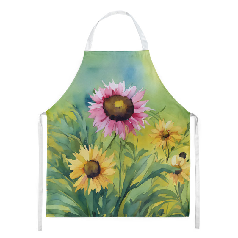 Tennessee Iris in Watercolor Apron, Yellow/Pink Kentucky Goldenrod