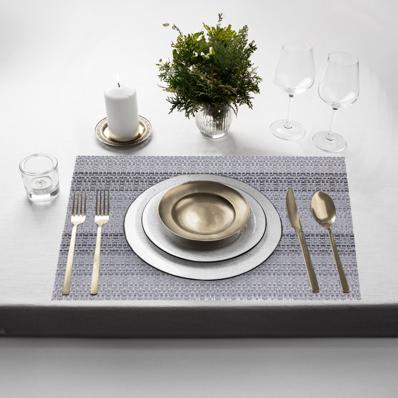 Ensemble de 6 napperons résistants à la chaleur de 12 po x 18 po Placemats, Argent argent