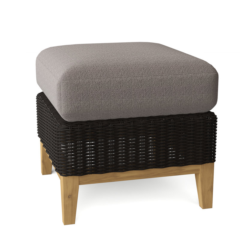 Frances Outdoor Teak Ottoman, Ash, Frances Black