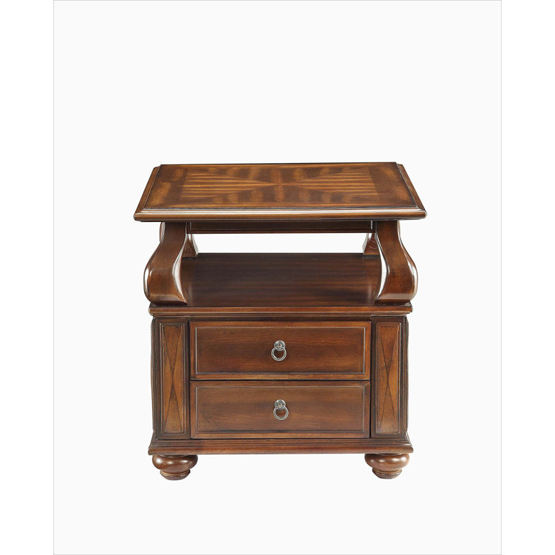 Walnut 2-Drawer End Table