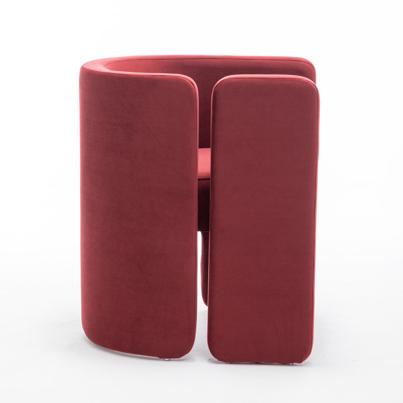 Modern Upholstered Barrel Dining Chairs, 4, Red