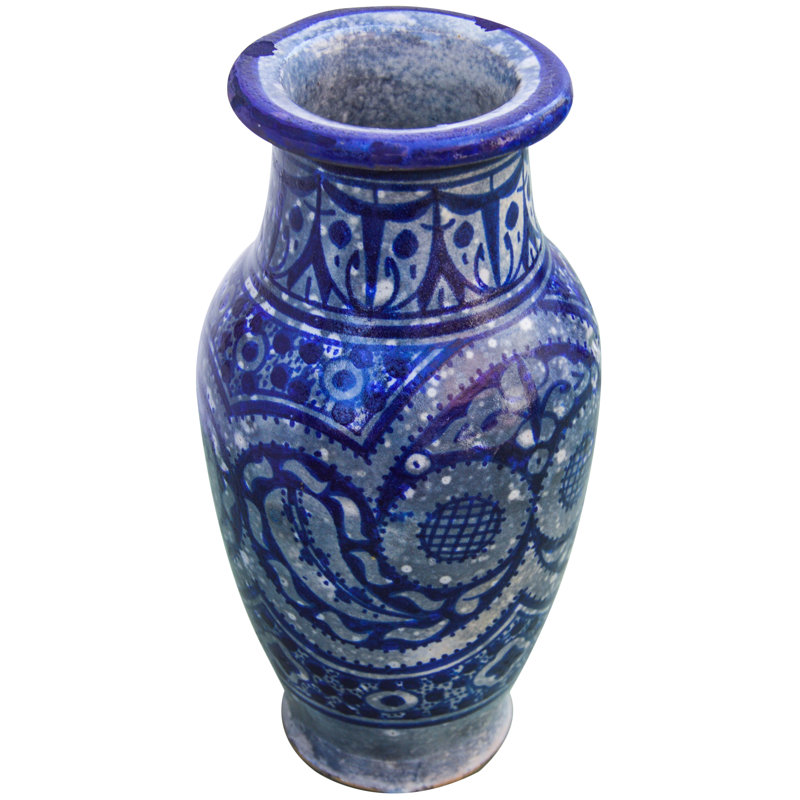 Indoor/Outdoor Ceramic Table Vase, Dark Blue