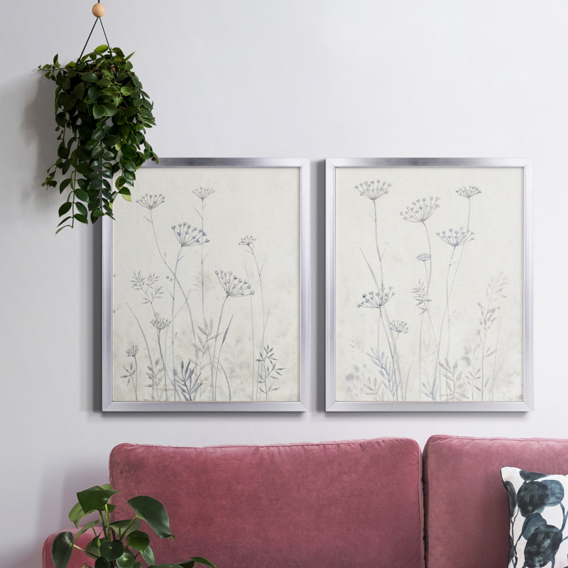 Neutre Queen Anne's Lace I - ensemble de 2 reproductions d'art sur toile encadrées