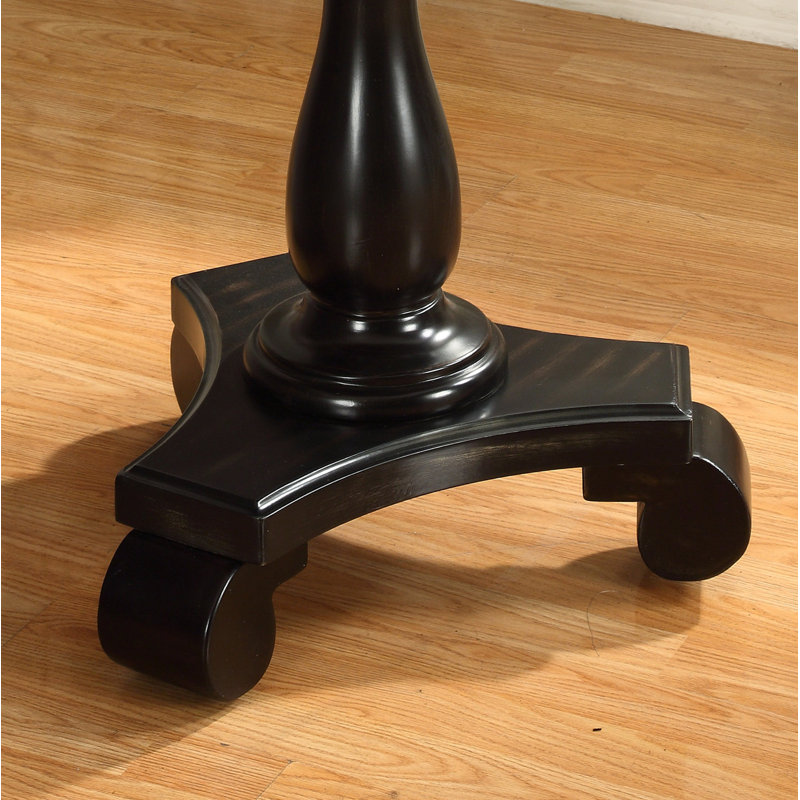 Table d'appoint ronde à piédestal en bois, Noir