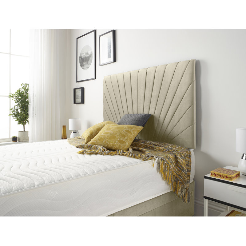 SantaMonica Etheral Linen Fabric Divan Base and Headboard with Optional Drawers, Wheat, Kingsize (5'), 4 Drawers