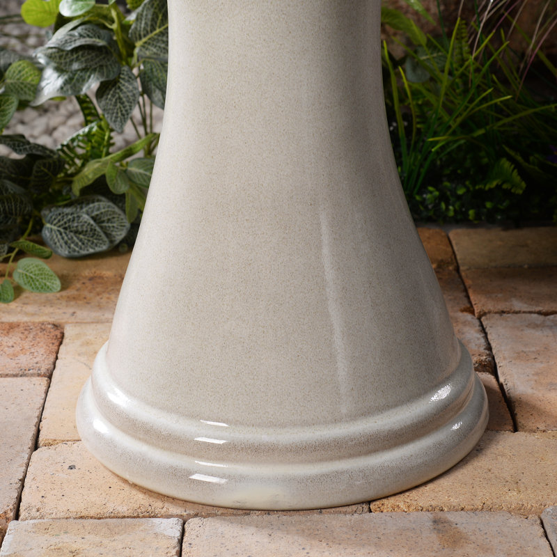 Stockton Enchanting 2 Tier Ceramic Fountain with Lights: Serenity in Every Cascade, Beige