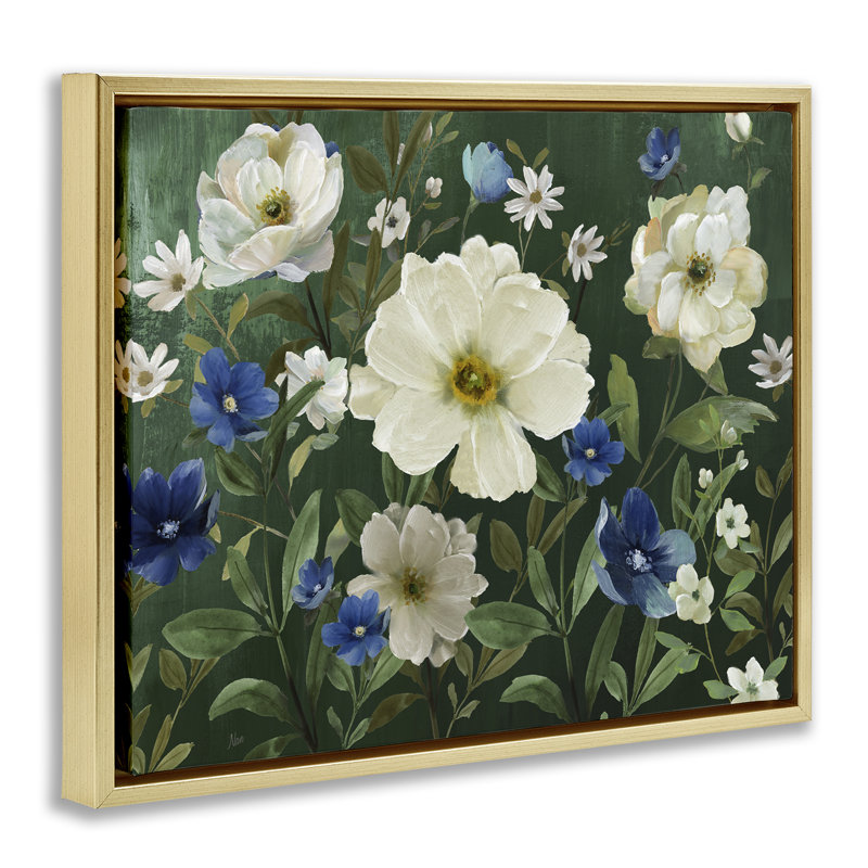 Floraison de fleurs dans la nature, H 25 po x l 31 po, Cadre flottant gris lustré