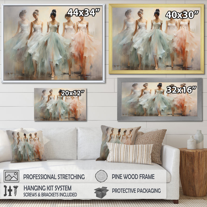 «Dance Ethereal Grace I» sur toile, Cadre simple noir, H 12 po x l 20 po x P 1 po