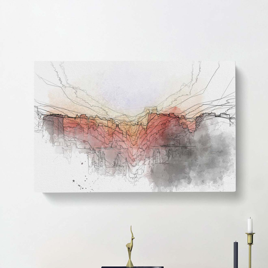 Beijing Skyline at Sunset in Abstract - Wrapped Canvas
