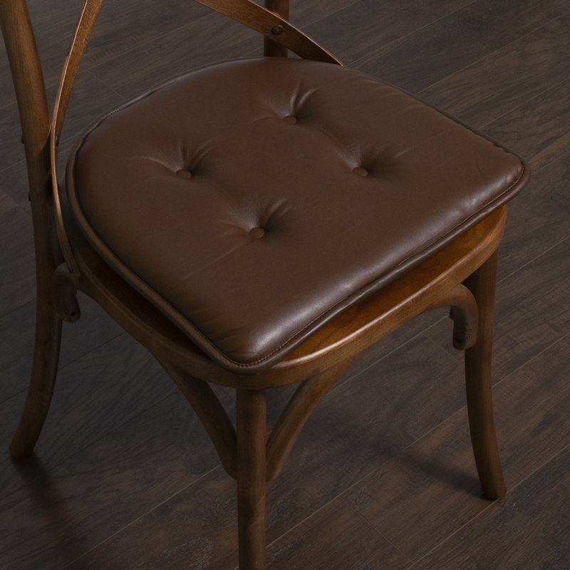 Faux Leather Indoor Chair Cushion/Pad, Burgundy, Set of 4