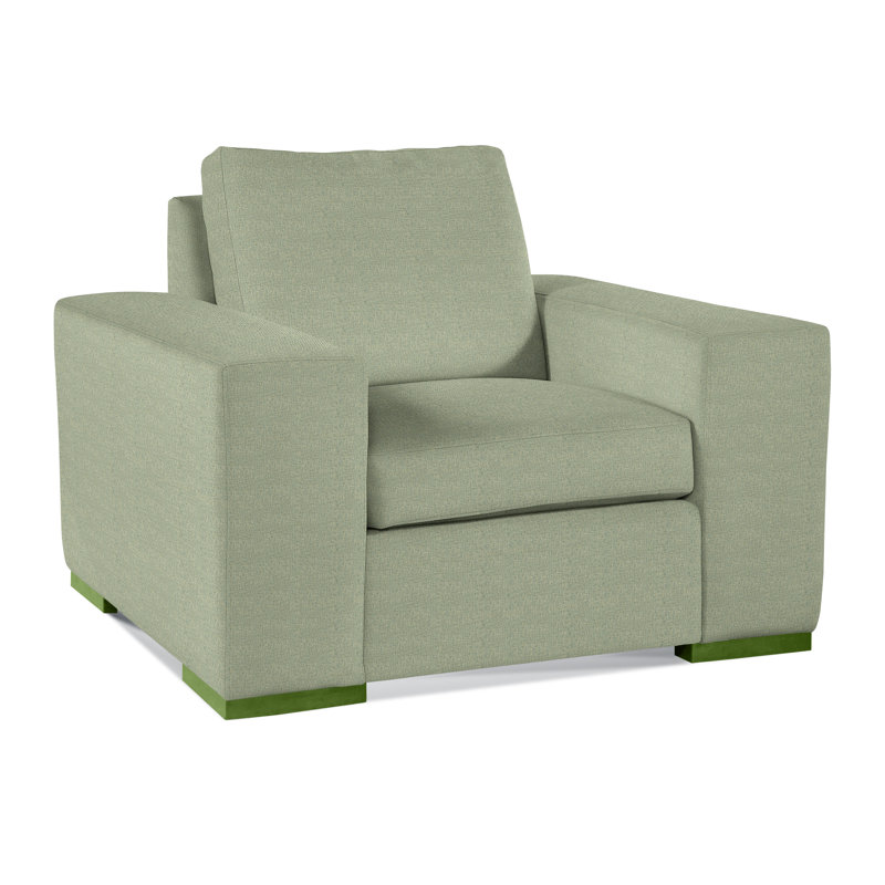 Memphis Armchair, Green Performance Fabric; 0851-54, Havana