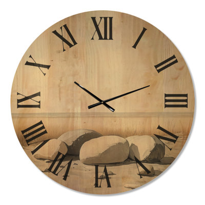 Horloge murale en bois beige Silent Shore Stones