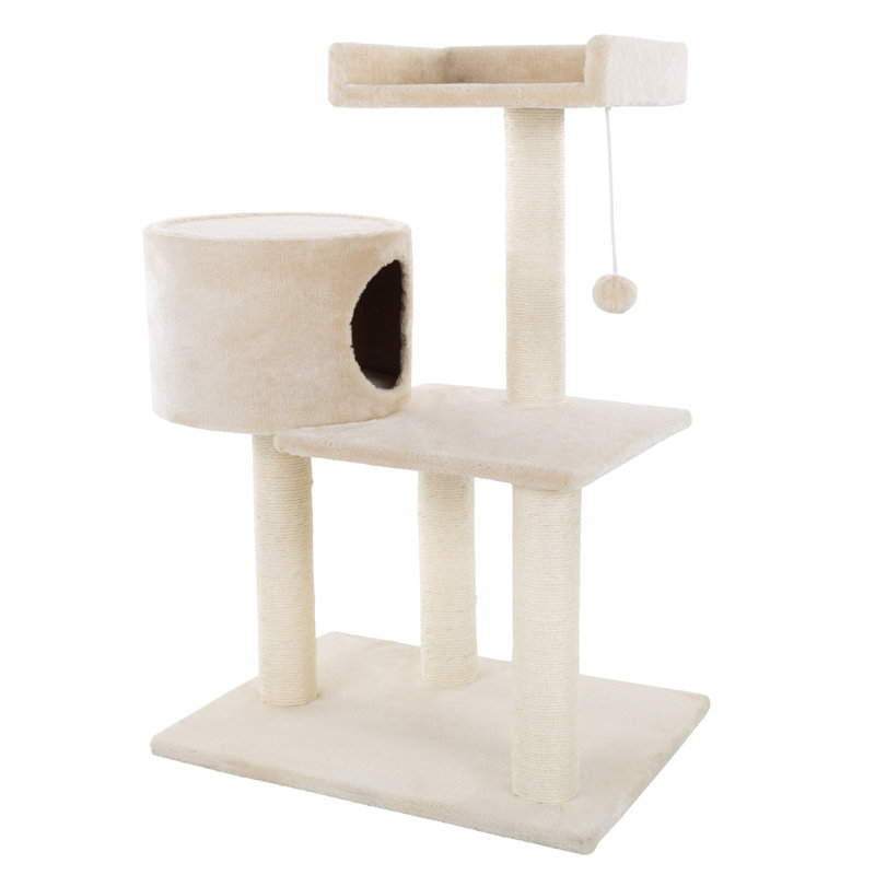 Beige 3-Tier Cat Tree with Sisal Rope Scratching Posts