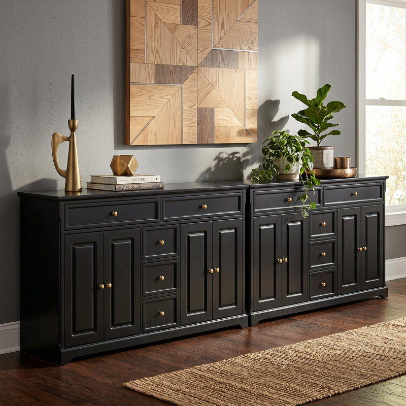 Ensemble de 118 buffets 118 po avec 10 tiroirs Farmhouse, Black