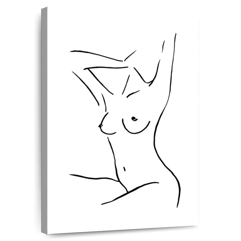 Esquisse de corps féminin III - noir et blanc, H 24 po x l 16 po