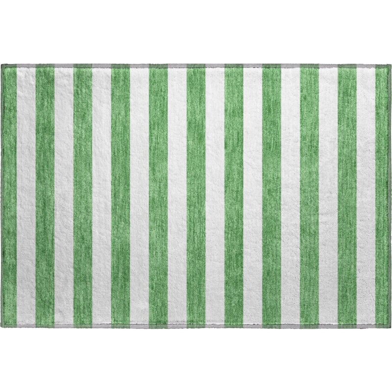 Premium Machine Washable Cerrito AMF528 Green Rug, Rectangle 1'8" x 2'6"