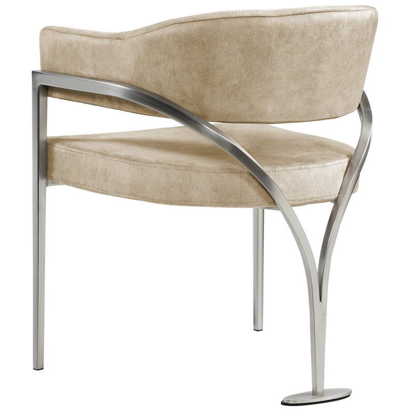 Kirsi Velvet Dining Chair, Beige Velvet, Silver