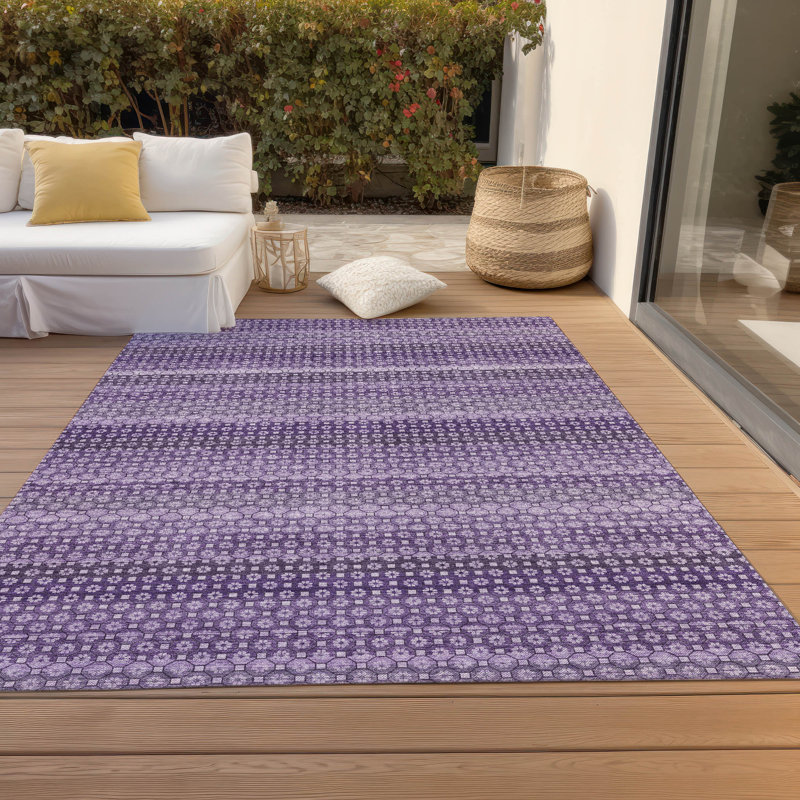 Machine Washable Indoor/Outdoor Christain ACN1423 Lavender Rug, Rectangle 2'6" x 3'10"