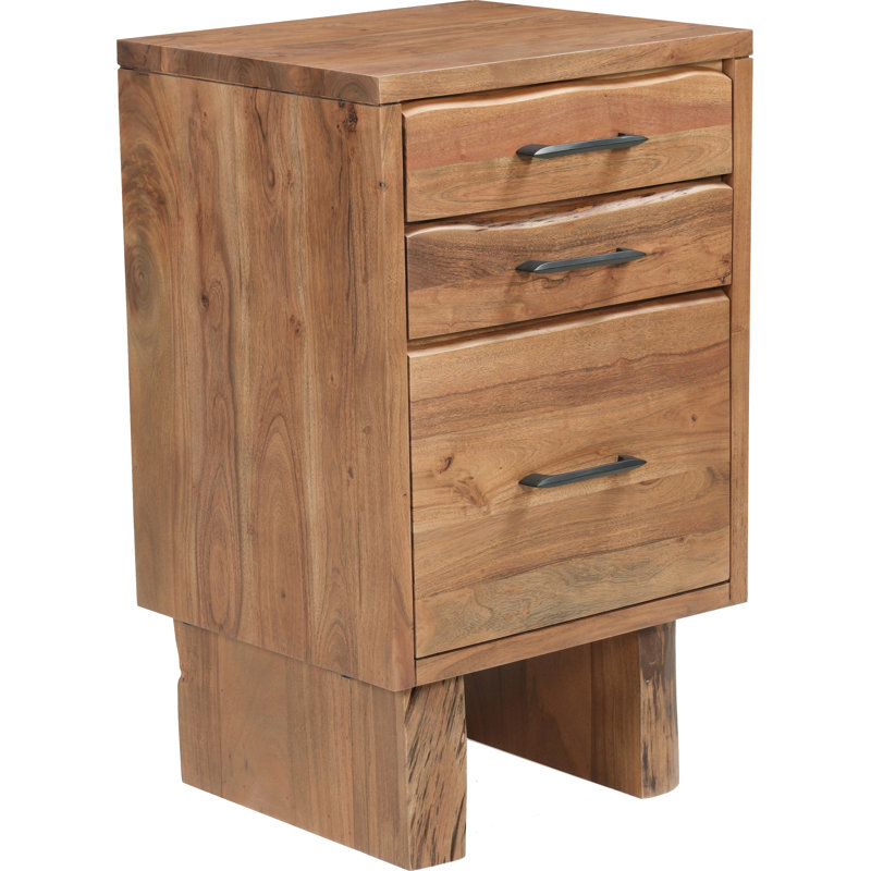 3-drawer Solid Wood Filing Cabinet, Natural