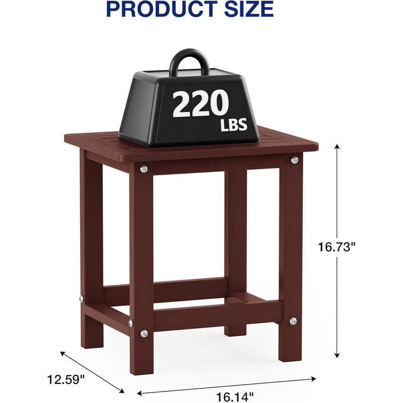 Outdoor Side Table All Weather HIPS Adirondack Patio Side Table Mordern Square End Table for Lawn, Pool, Backyard, Porch, Coffee