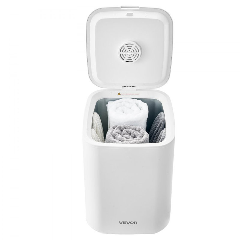 Seau chauffe-serviettes 20L avec 4 lumières DEL et verrou de sécurité blanc