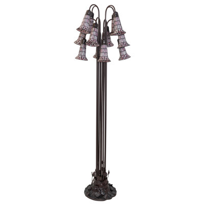 Lampe sur pied en vitrail de 63 po avec lys 12 lumières