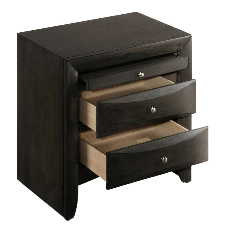 Table de chevet avec deux tiroirs en chêne gris - pratique et élégante pour 2 personnes, Chêne