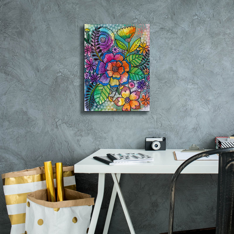 «Bohemian Blooms 1» par Hello Angel, art mural sur toile, 18 po x 26 po, H 16 po x l 12 po x P 0,75 po