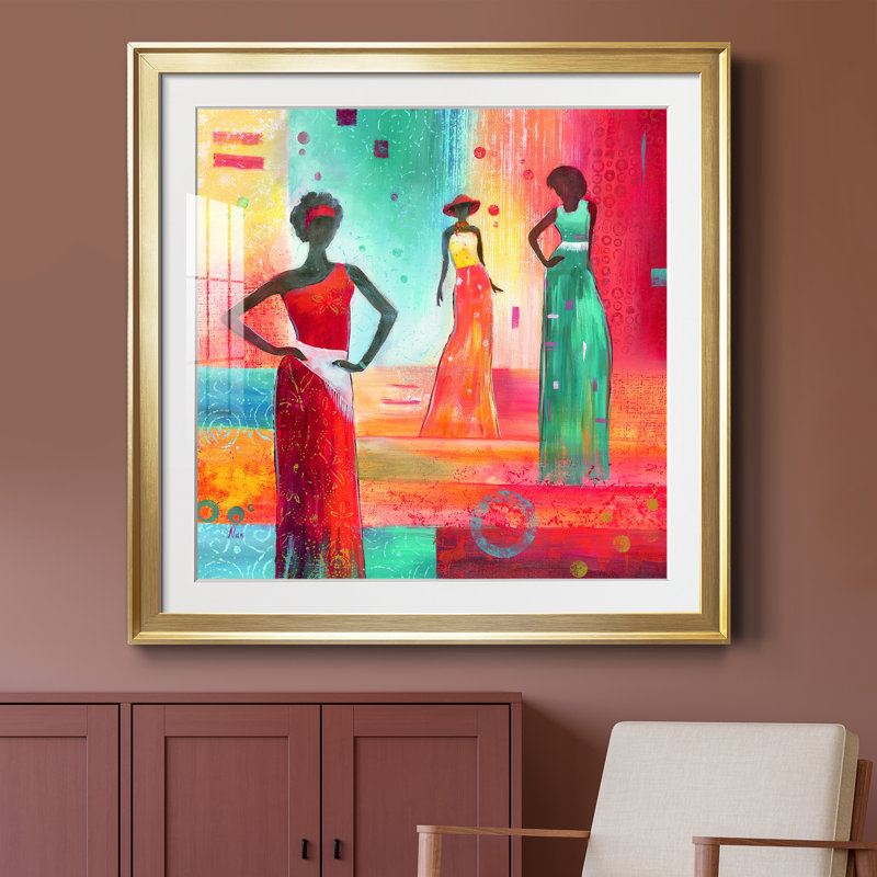 Strike a Pose I - peinture encadrée, Papier encadré doré, H 34,5 po x l 34,5 po x P 1,5 po