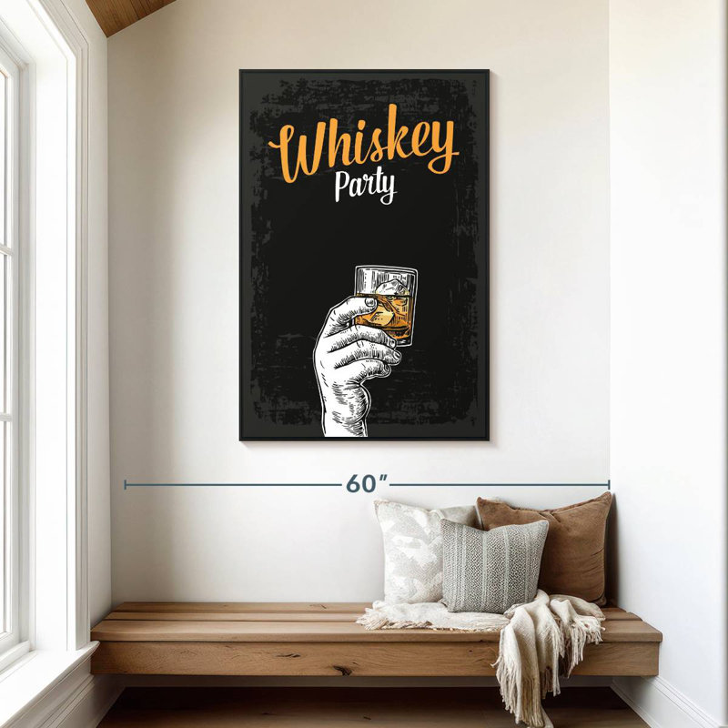 Whisky Party, 31 po x 46 po, Cadre flottant noir