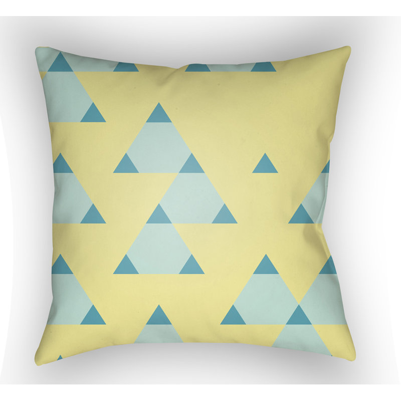 Scandanavian Geometric Outdoor Throw Pillow, 18" H x 18" W x 4" D, Yellow