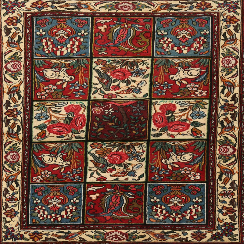 Tapis traditionnel Haze Mehroon / noir / crème, Carré 8 pi