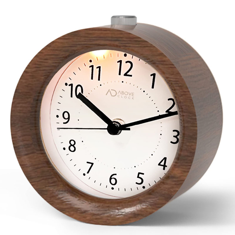 Wood Quartz movement / Crystal Alarm Tabletop Clock, Brown