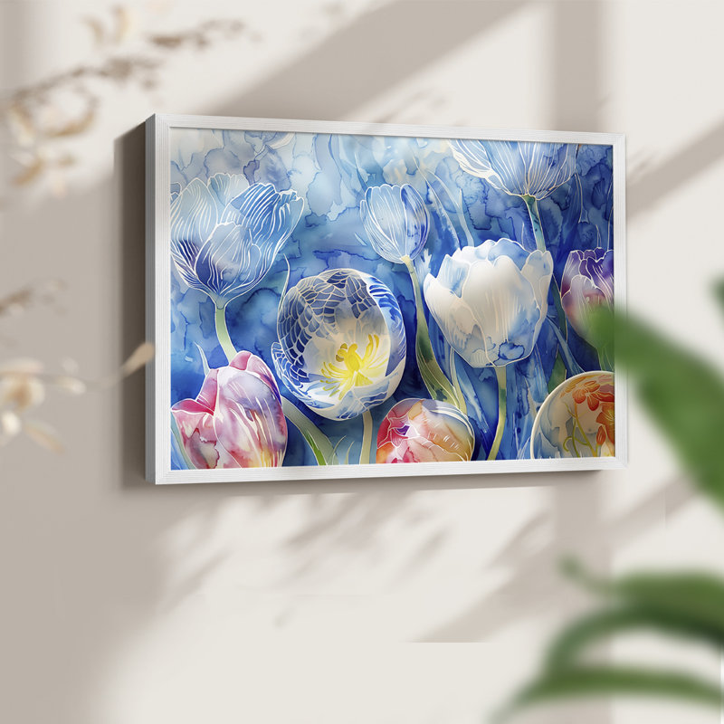 Floral Series-CXV -Framed Print - Restickable, H 8 po x l 10 po, Blanc