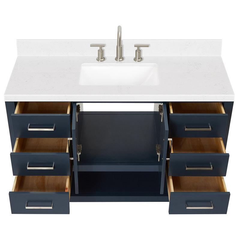 Meuble-lavabo simple 48 po ARIEL Moille, Bleu minuit, Rectangular