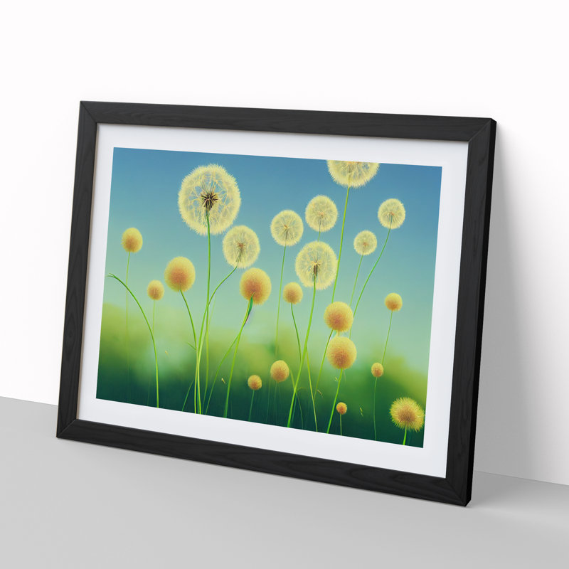 Sweet Dandelion Flowers - Single Picture Frame Painting, Black, 46cm H x 64cm W x 2cm D