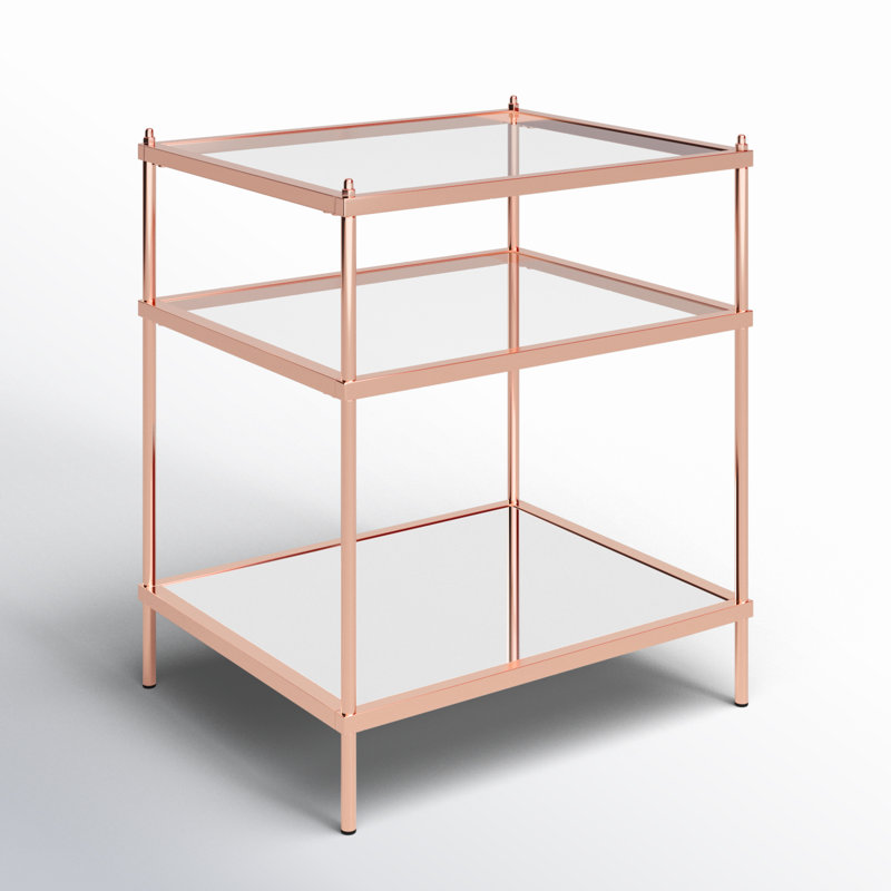 Glass Top End Table, Rose Gold
